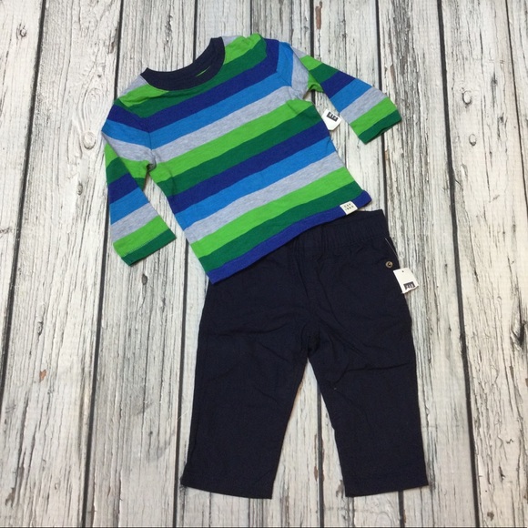GAP Other - Baby Gap Boys 6-12 M Shirt & Navy Blue Lined Pants